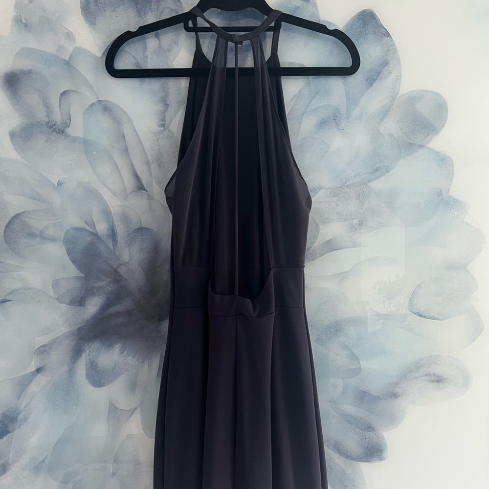 H&M Semi Formal Navy High Neck Low Back Bodycon Dress
